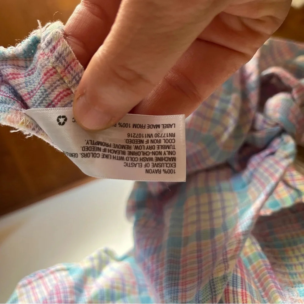 ISABEL ~ Maternity Colorful Plaid Top with Center Tie - Picture 7 of 9